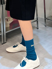 Day Off繡字襪/藍綠