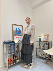 開叉輕透恤衫/杏