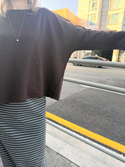 外鈒骨線T-shirt/啡