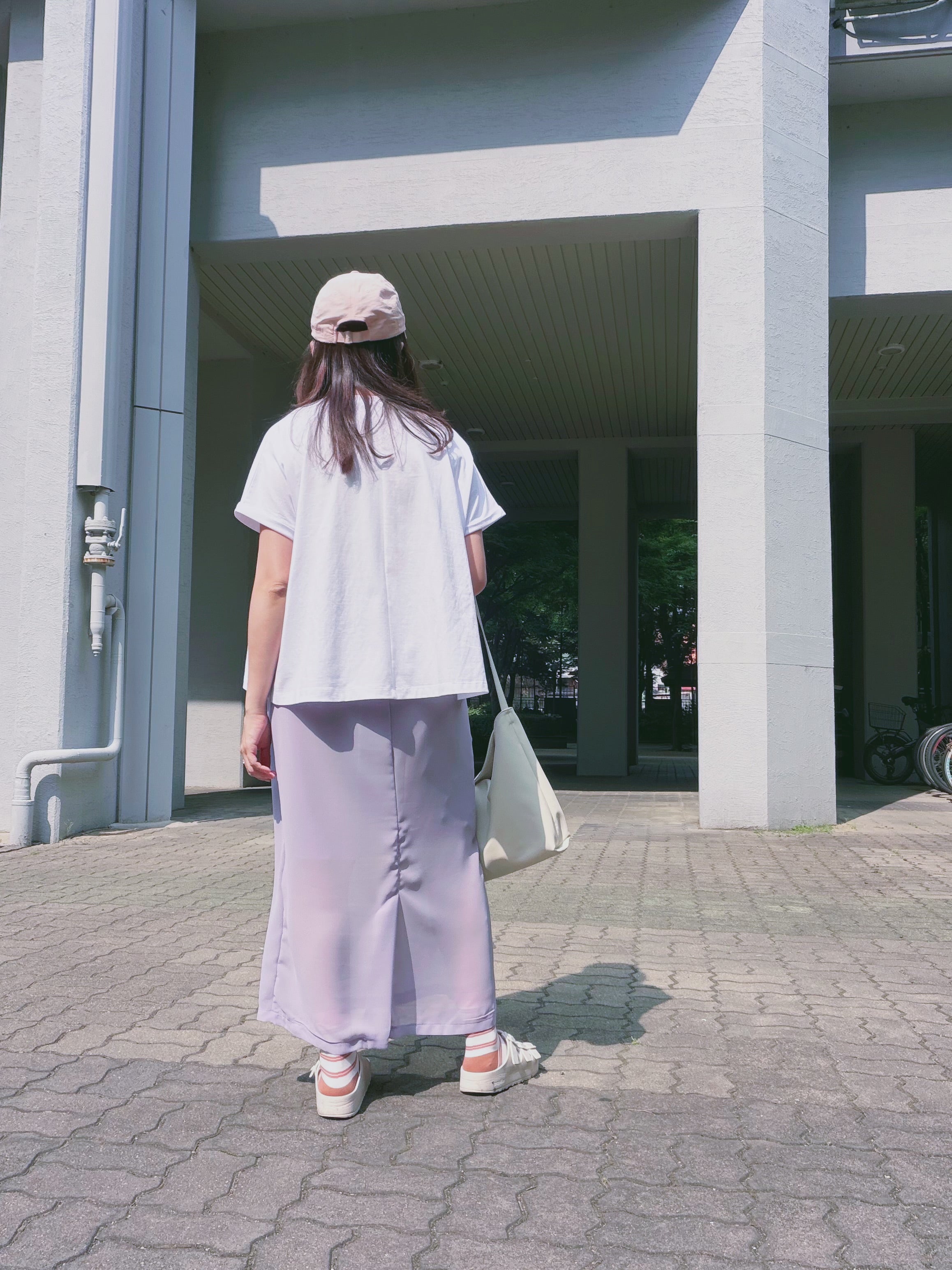 口袋撞色線T-shirt/白