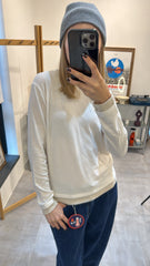撞色邊T-shirt/白+杏 (size 偏細, 適合穿開XS-S碼客人)
