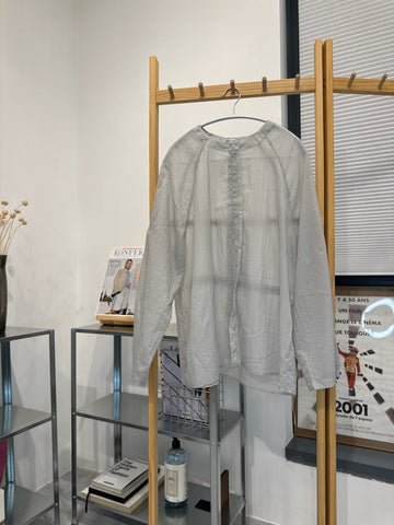 後束腰透薄恤衫外套/淺灰