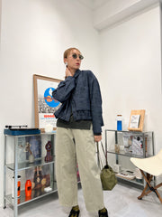 駁線牛仔褲/淺綠