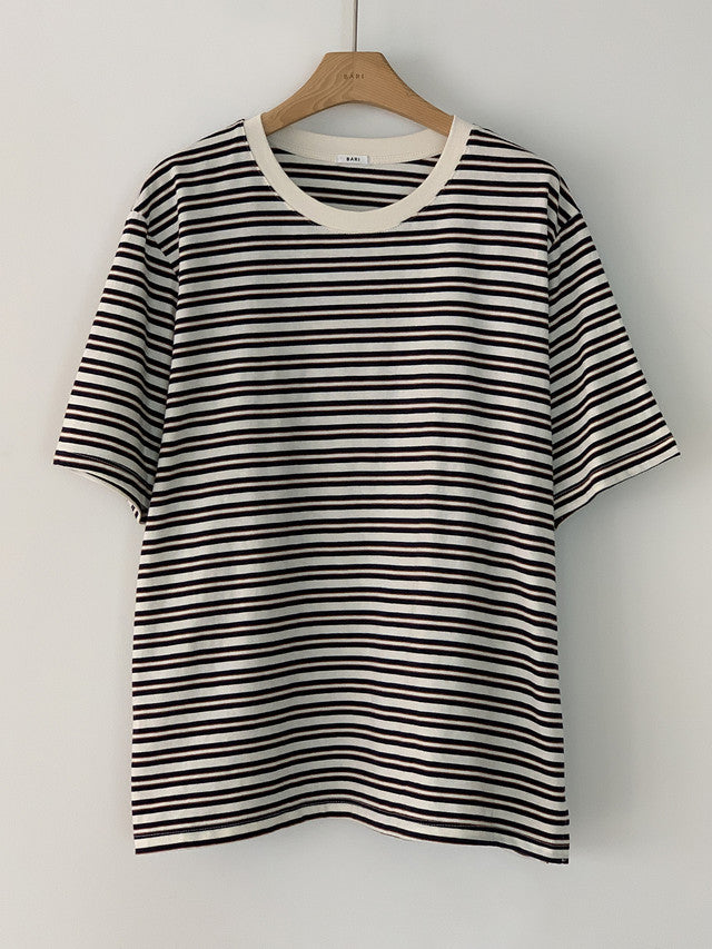 簡約間條T-shirt/黑