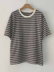 簡約間條T-shirt/黑
