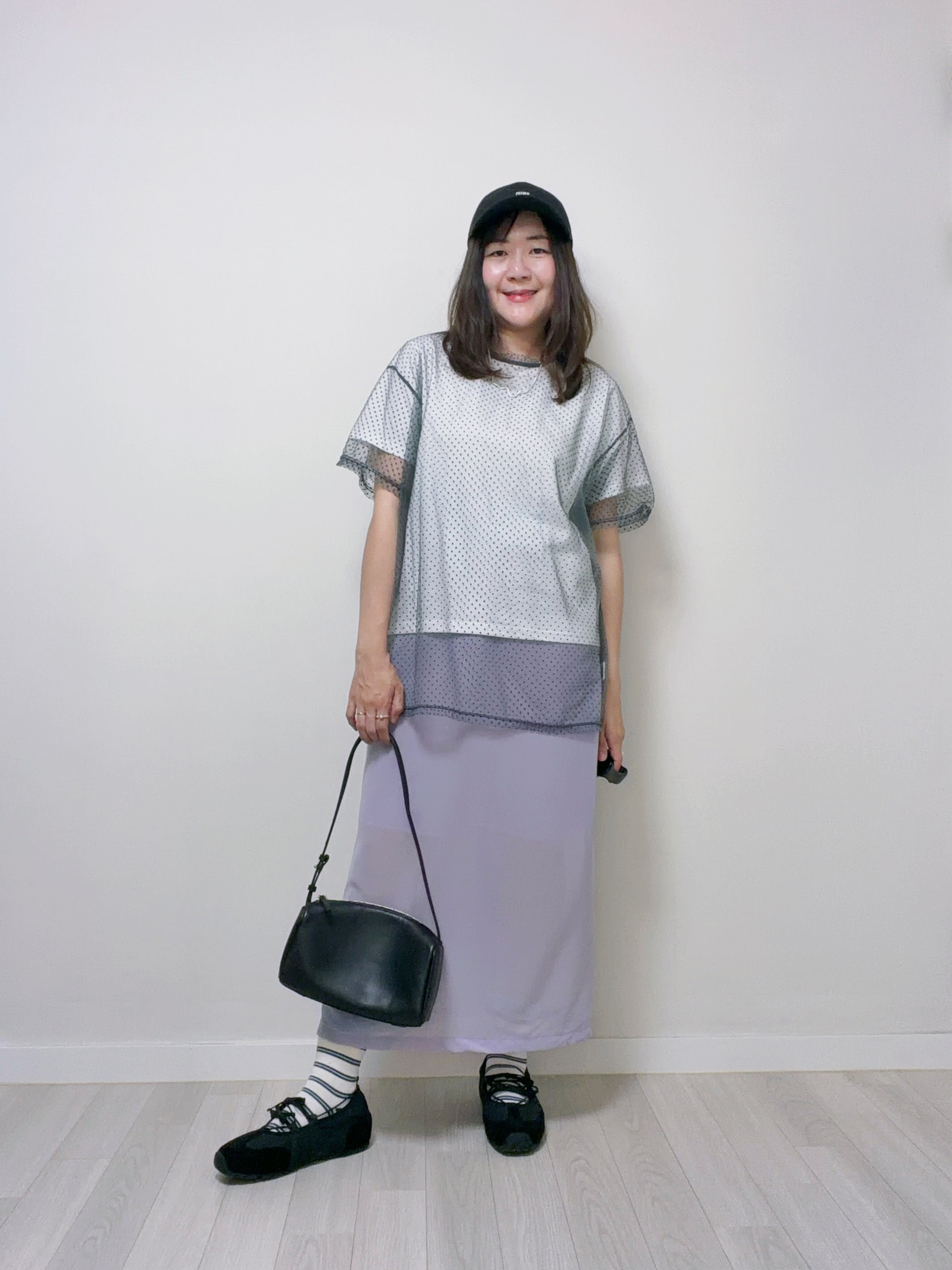 點點網布闊衫/灰 （不連T-shirt)