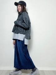 束腳牛仔薄外套/黑