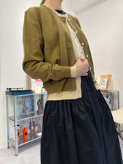 併色cardigan/橄欖+杏