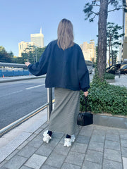 喱士縮褶外套/深藍