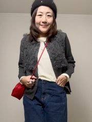 紗紗ruffle cardigan/灰