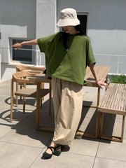 中袖Boxy T-shirt/綠茶