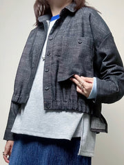 束腳牛仔薄外套/黑