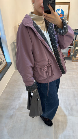 雙面點點外套/霧紫+灰