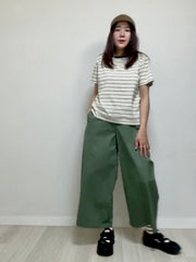 黑領多色條子T-shirt/奶油
