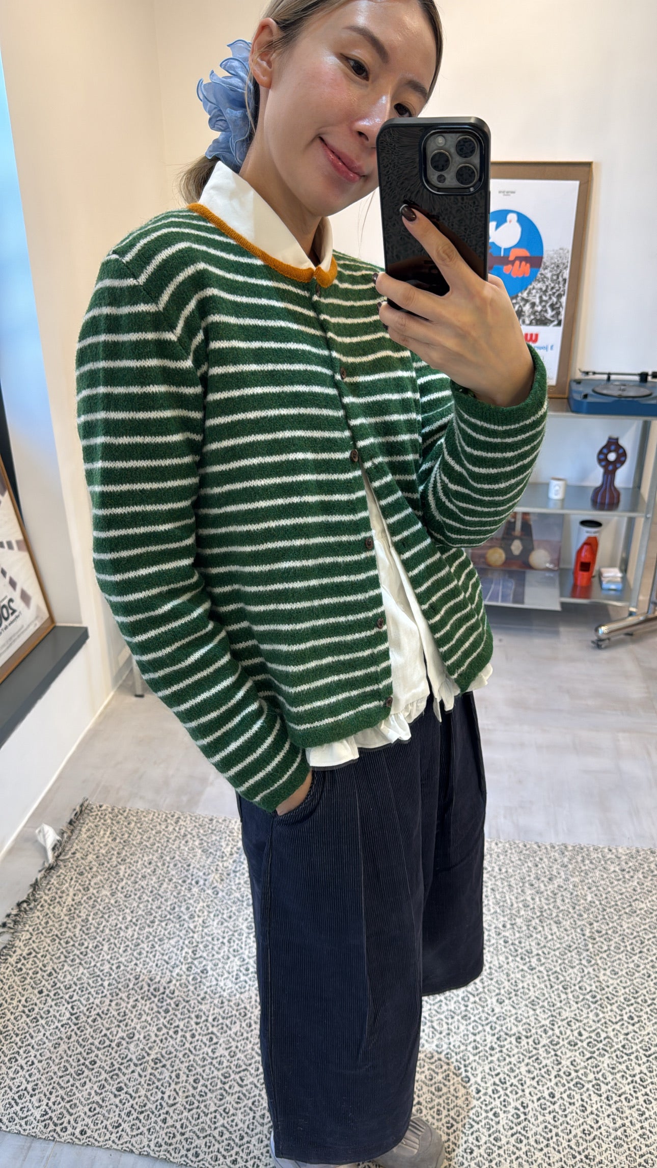 幼間條Cardigan/綠