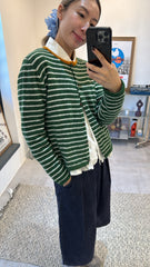 幼間條Cardigan/綠