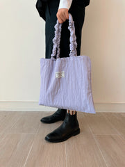 (訂貨)縮褶帶tote bag/淺紫