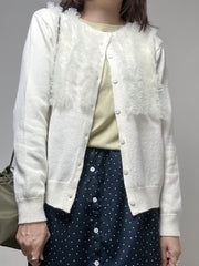 紗紗ruffle cardigan/白
