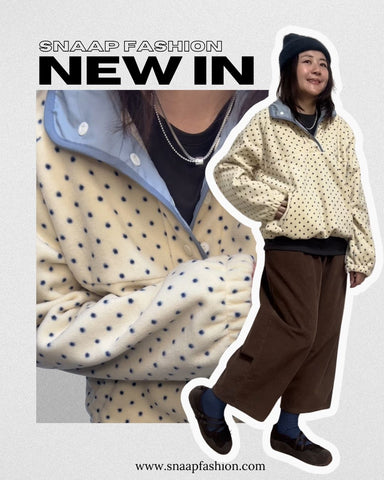 波點抓毛Top/米白