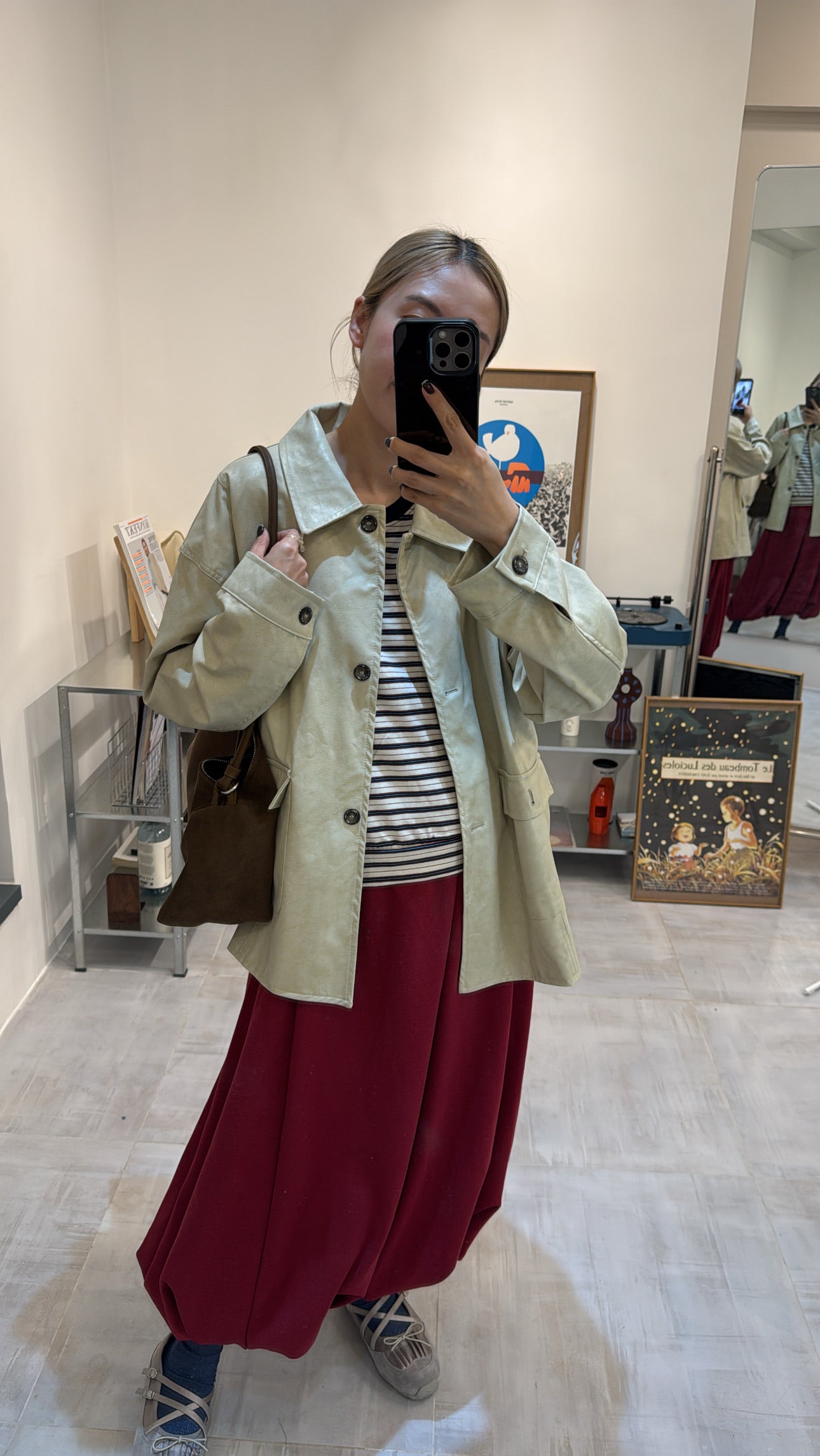 多色間條腳級T-shirt/米白