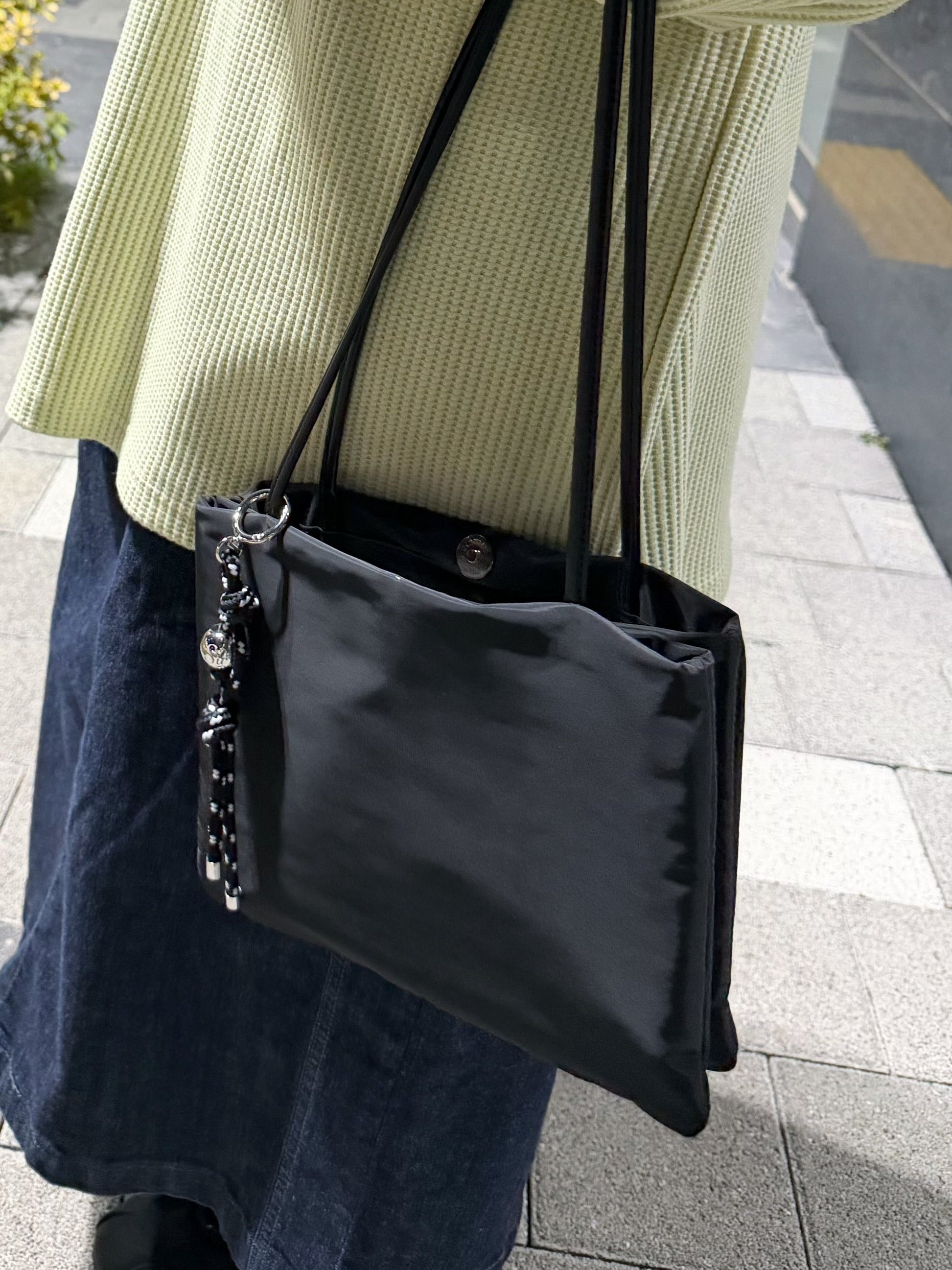 織繩銀珠Key Ring/黑