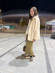 三袋牛仔外套/米白
