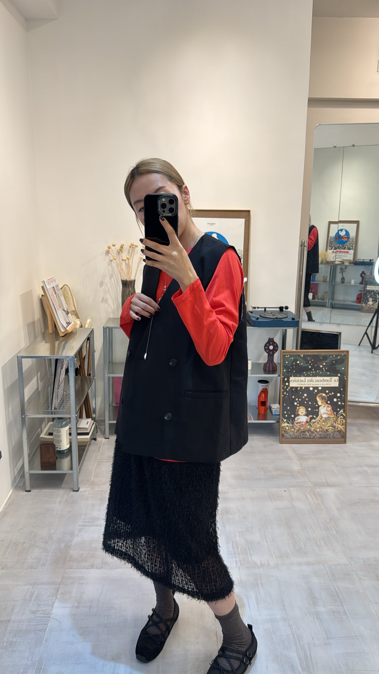 條條質感直身裙/黑