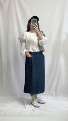 (訂貨)併布撞色Ruffle T-shirt/白