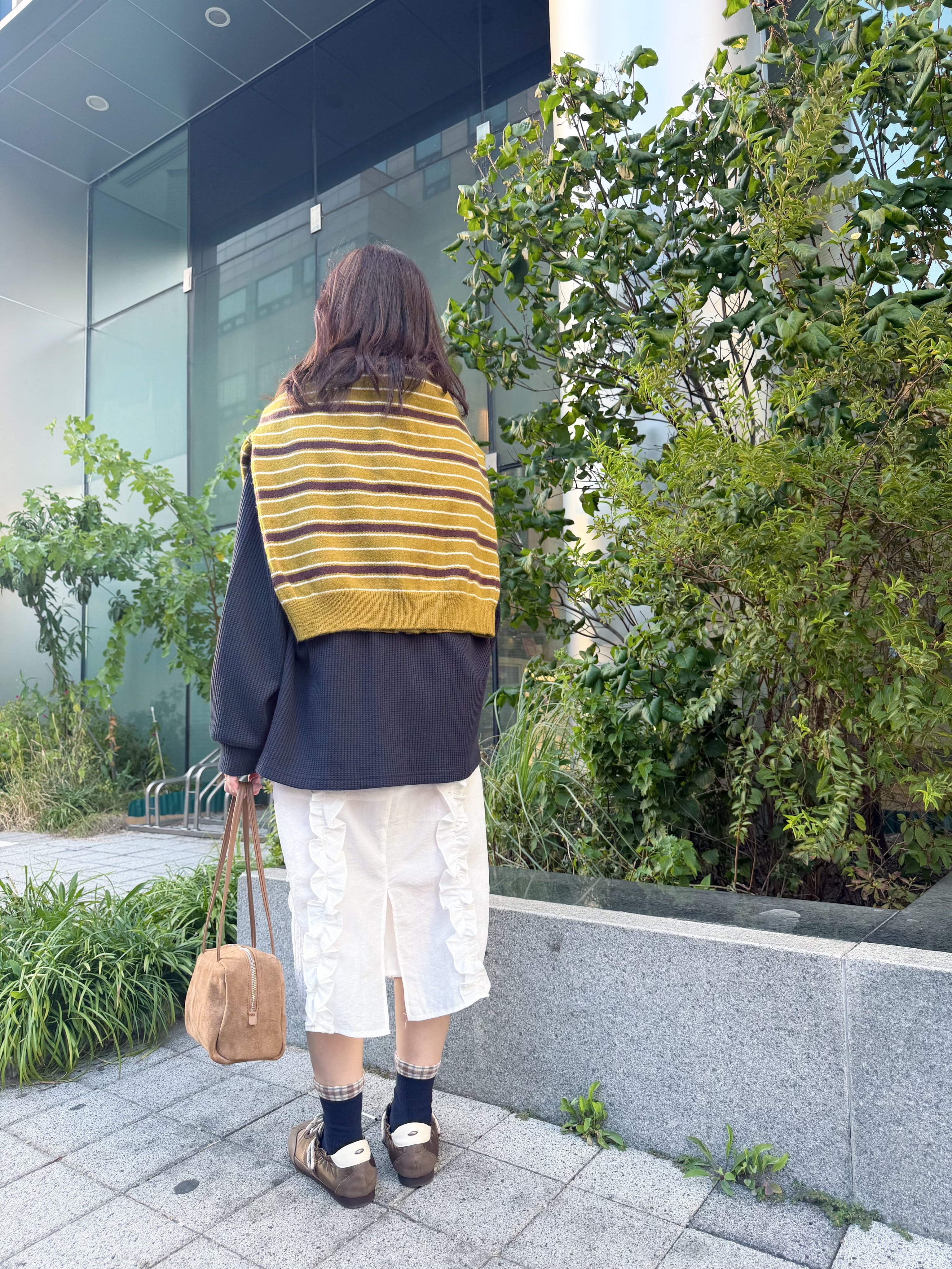 間條Cardigan/芥茉黃