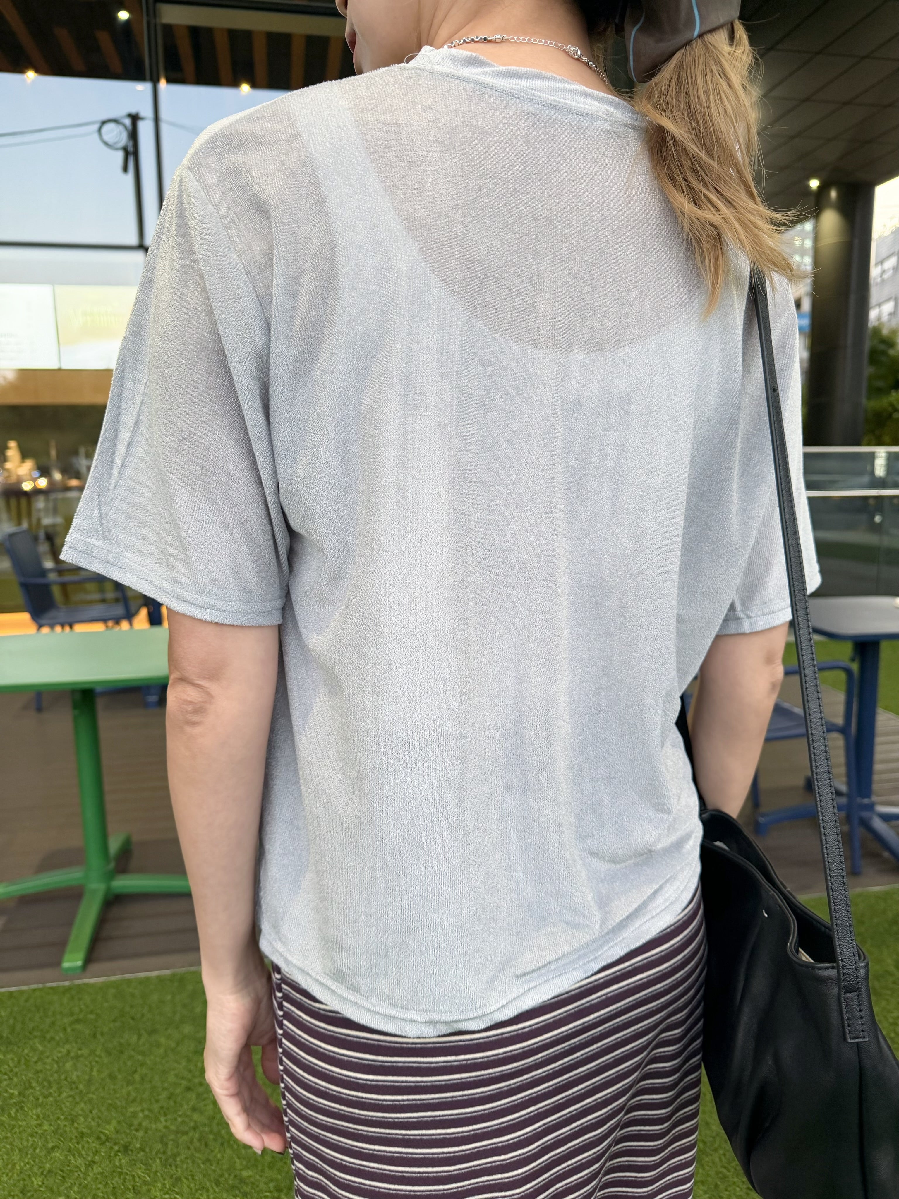 銀線短袖T-shirt/銀