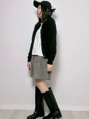 紗紗ruffle cardigan/黑