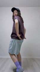束繩牛仔短褲/條子藍