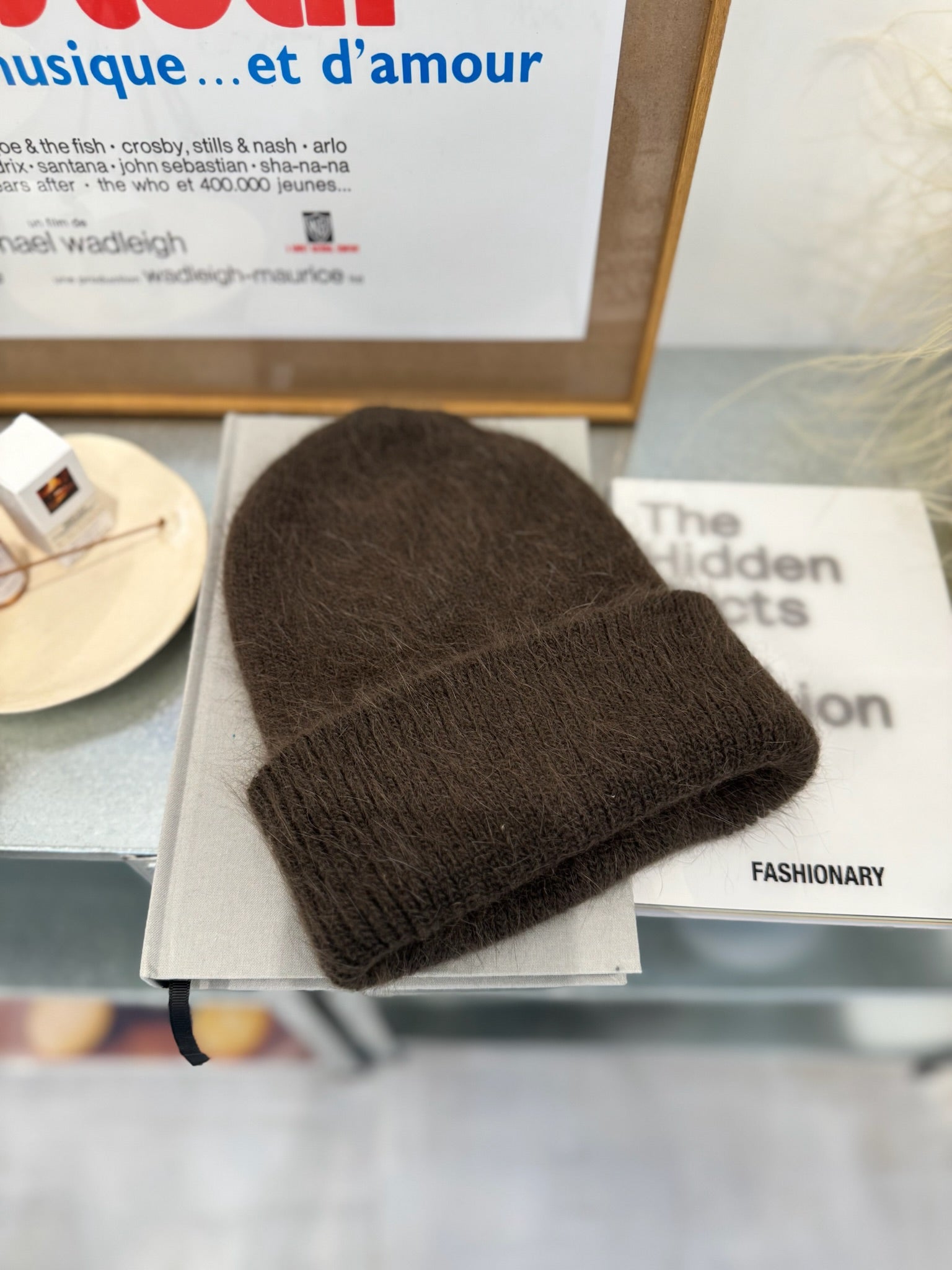 兔毛冷帽/深灰啡