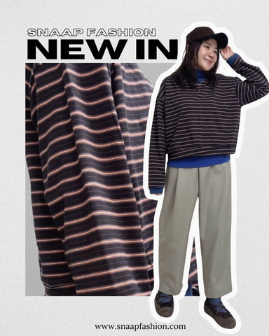 多色間條腳級T-shirt/啡