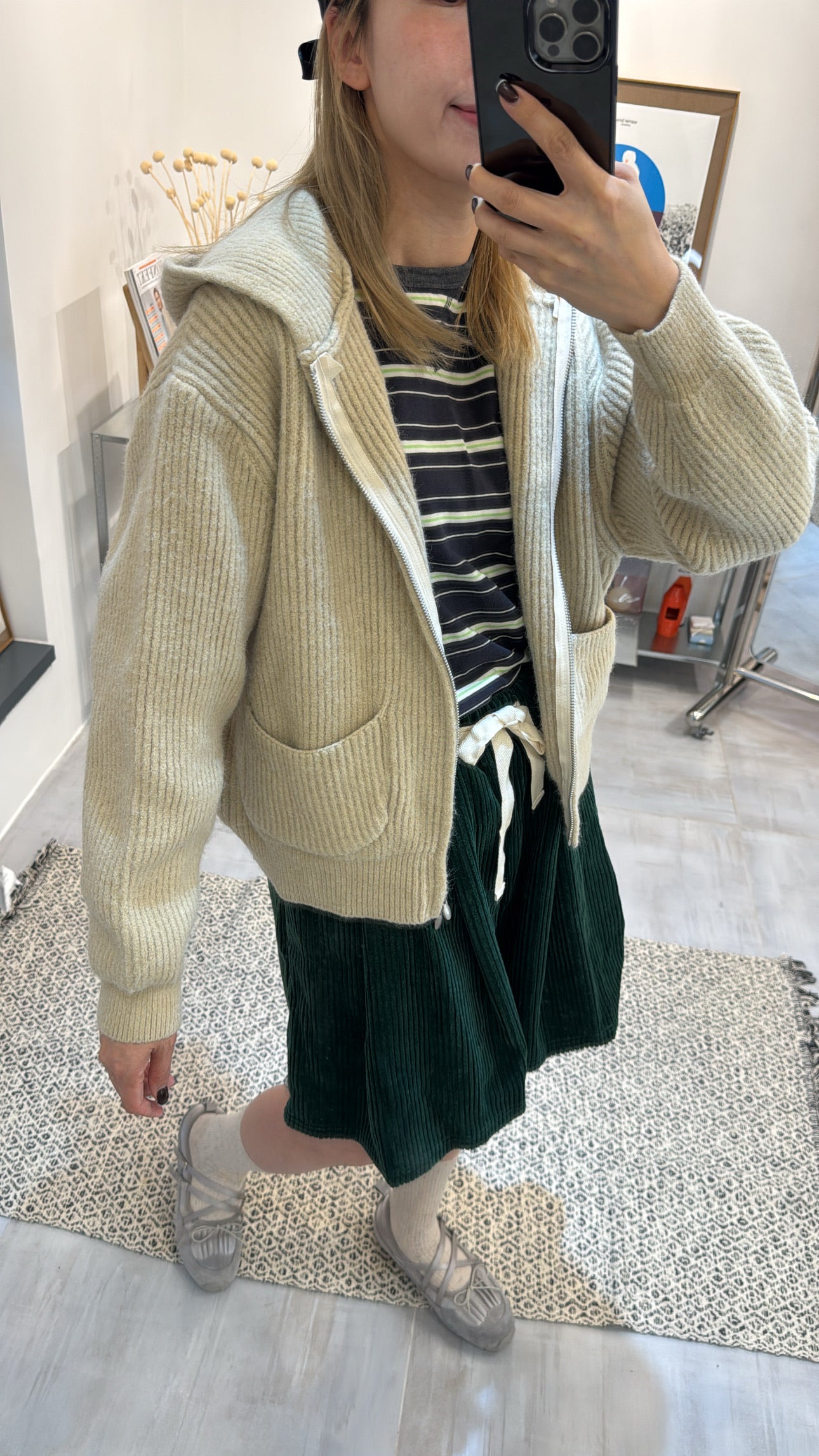 Hoodie Cardigan/杏