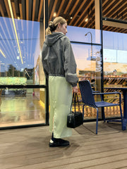 Satin微A裙/淺綠