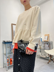 Ruffle衫腳T-shirt/米白