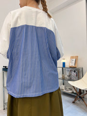 後併布泡泡袖T-shirt/白