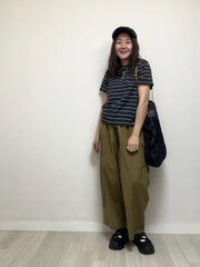 黑領多色條子T-shirt/黑