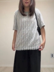 直條幼喱士T-shirt/灰