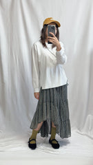 (訂貨)後撞色波浪邊襪/橄欖