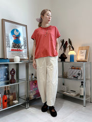 口袋Boxy Tee/霧橙紅