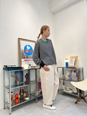 大袋薄身taper褲/米白