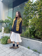 間條Cardigan/芥茉黃