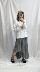 (訂貨)後撞色波浪邊襪/橄欖