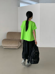 口袋撞色線T-shirt/綠