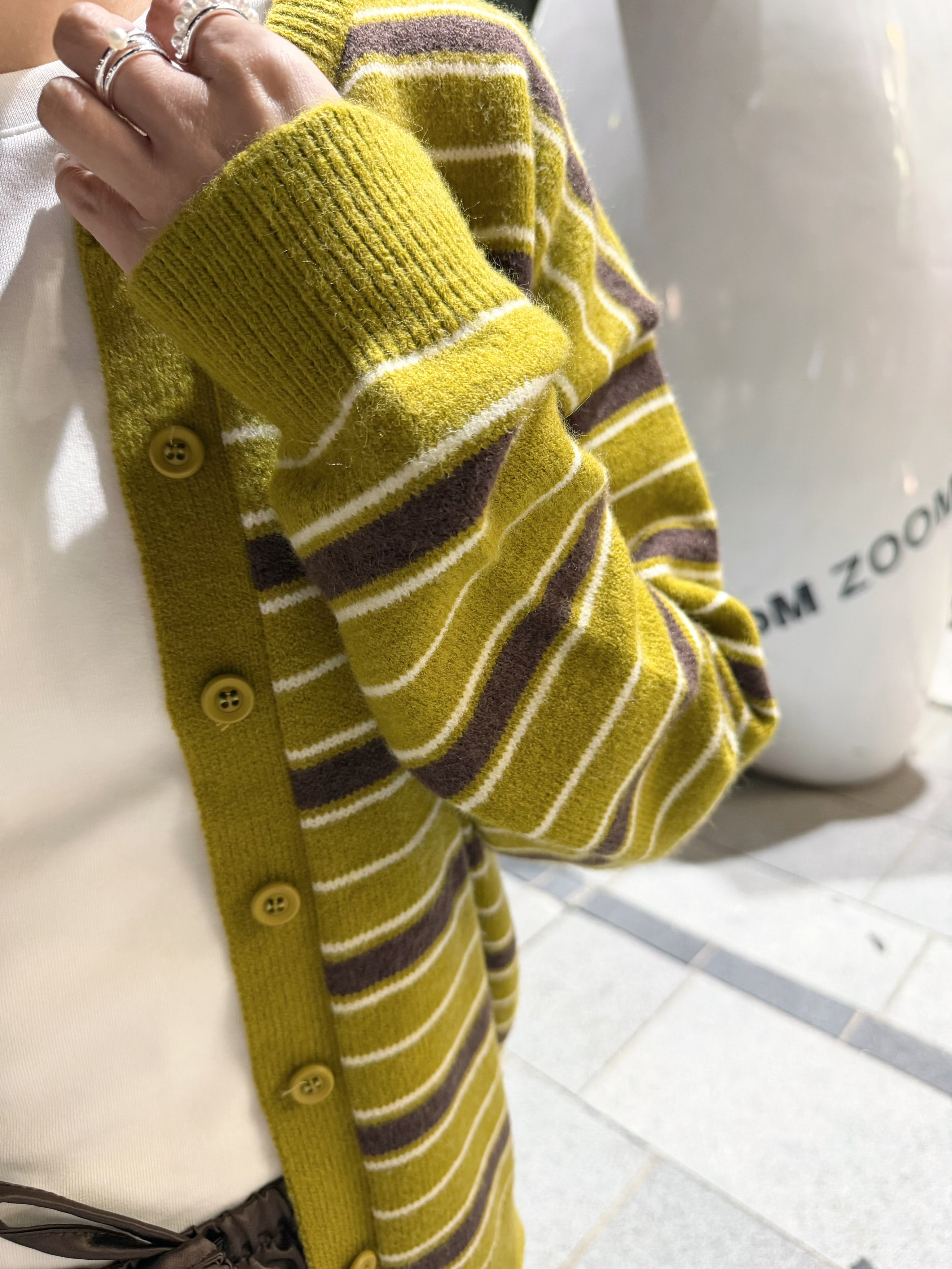 間條Cardigan/芥茉黃