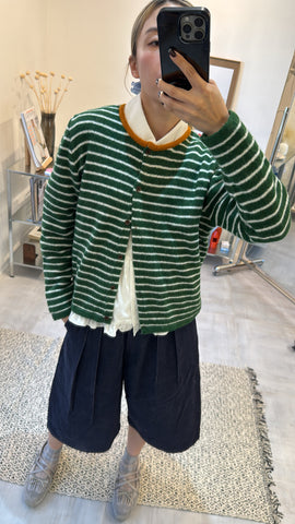幼間條Cardigan/綠
