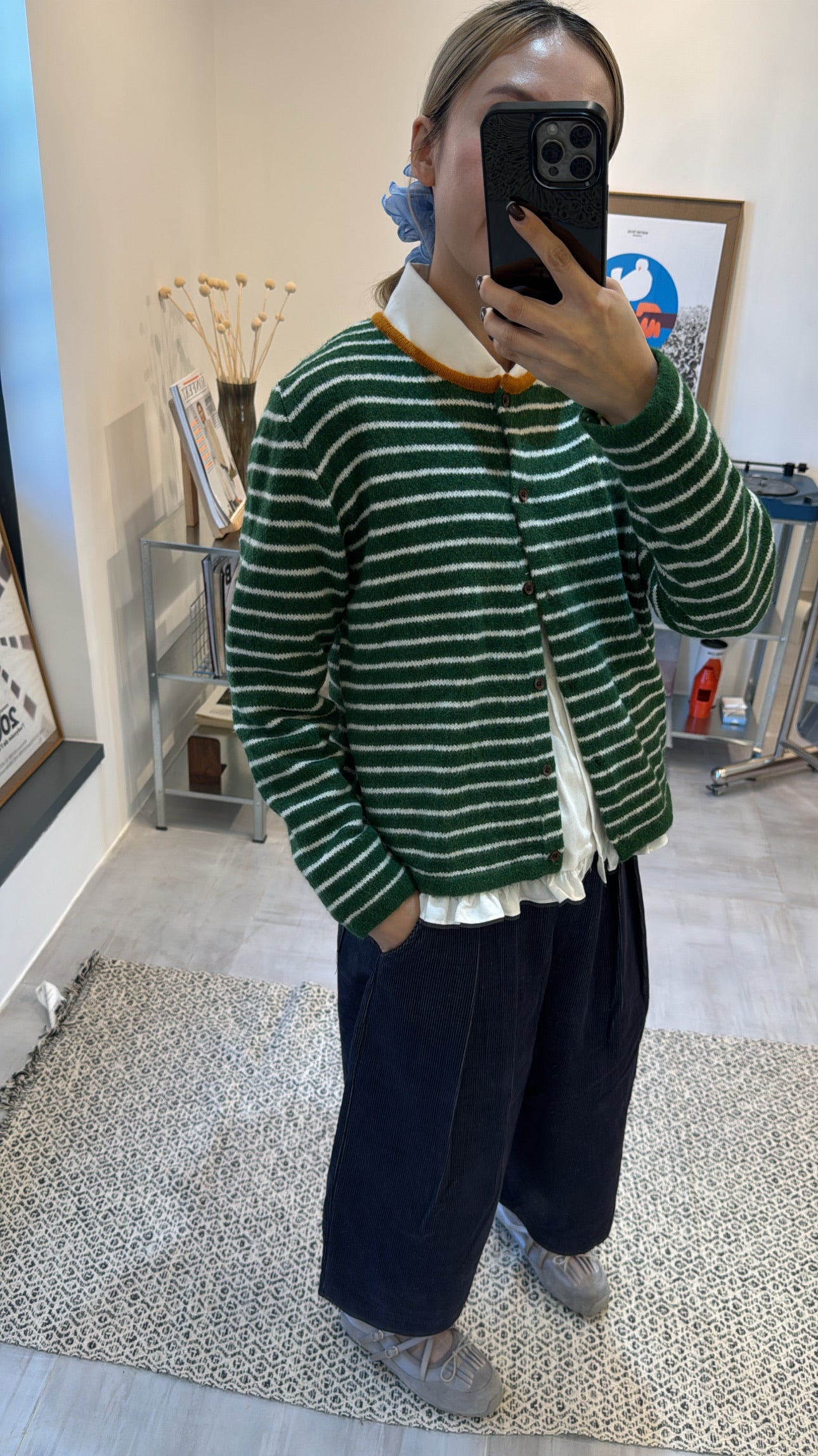幼間條Cardigan/綠