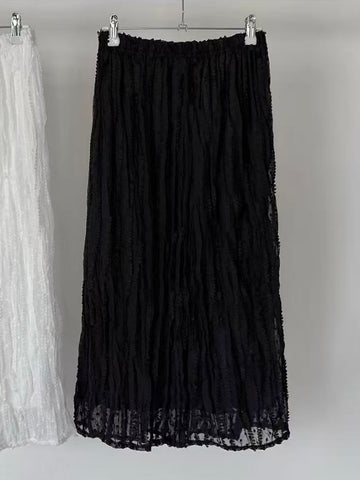 Ruffle雪紡微A裙/黑